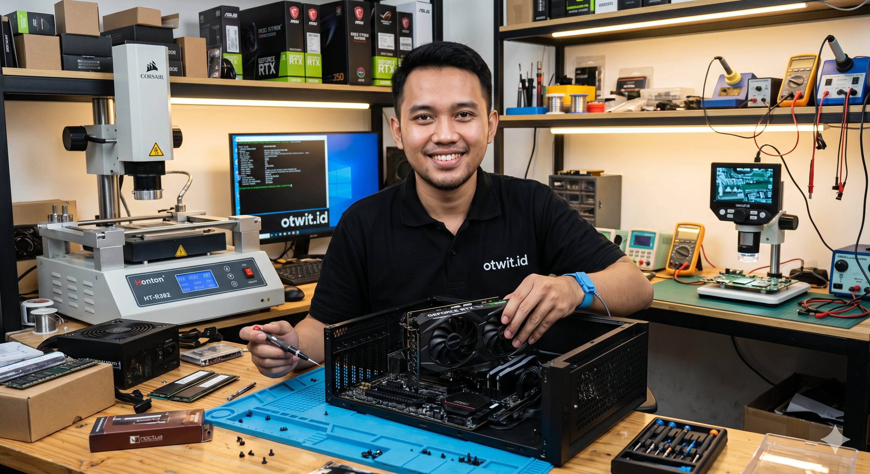 Teknisi OTWIT.ID menangani kebutuhan IT support dan jaringan